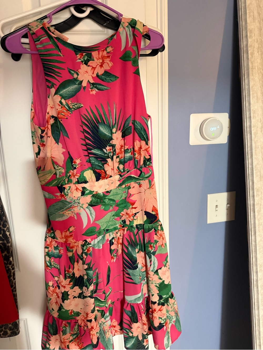 Eliza J Hot Pink Tropical Floral Sleeveless Dress